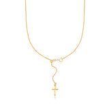 14K Yellow Gold Adjustable Cross Necklace