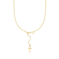 14K Yellow Gold Adjustable Cross Necklace