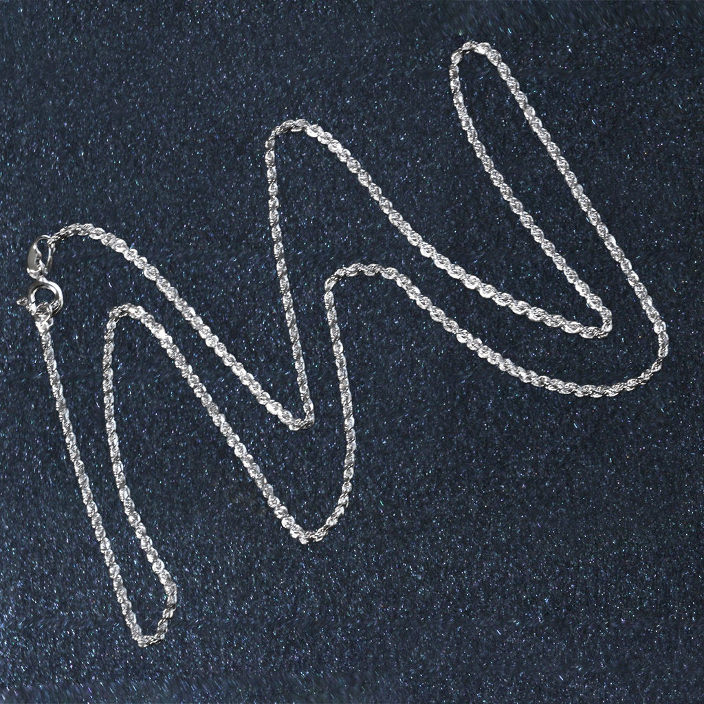 10k White Gold Solid Diamond Cut Rope Chain (1.40 mm)
