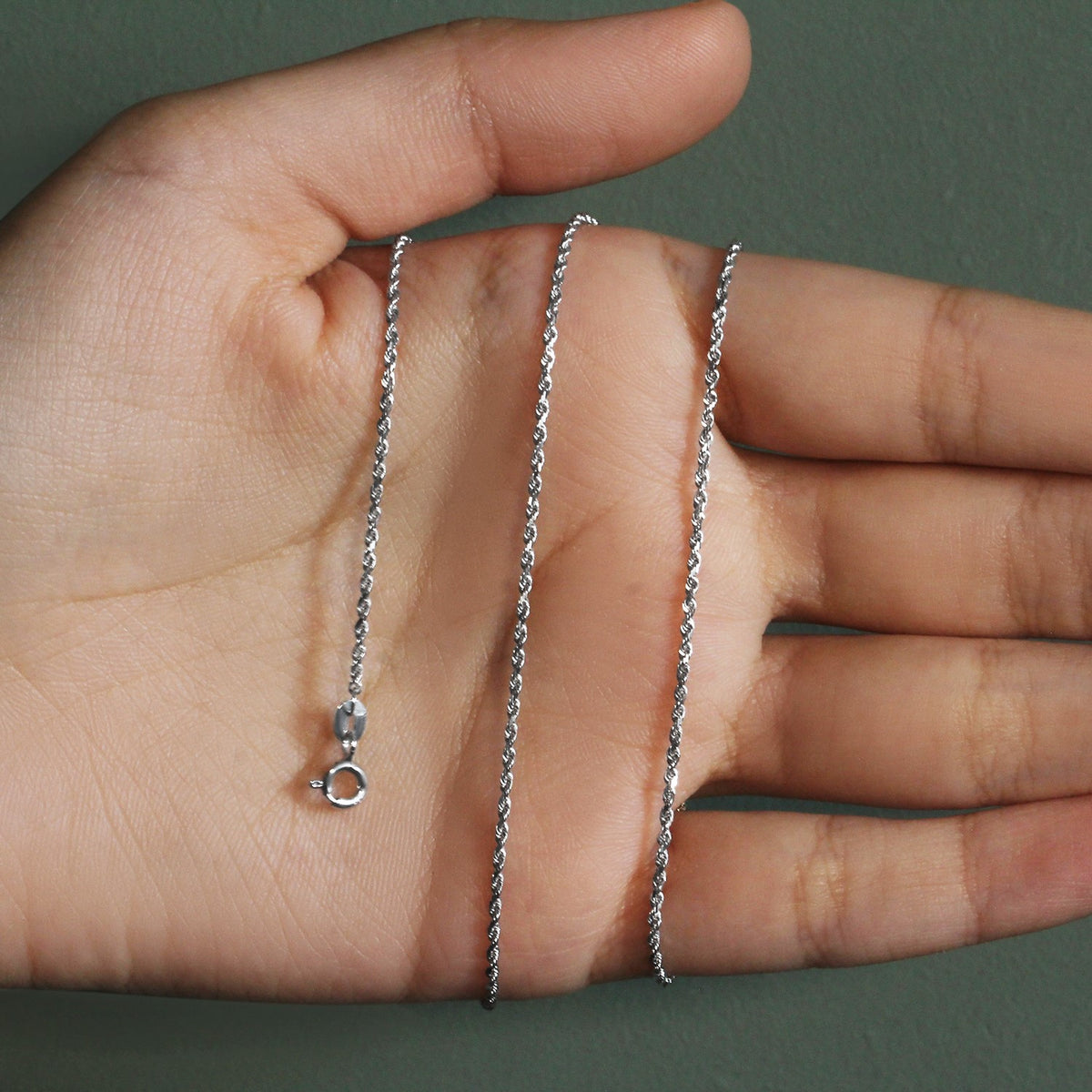 10k White Gold Solid Diamond Cut Rope Chain (1.40 mm)