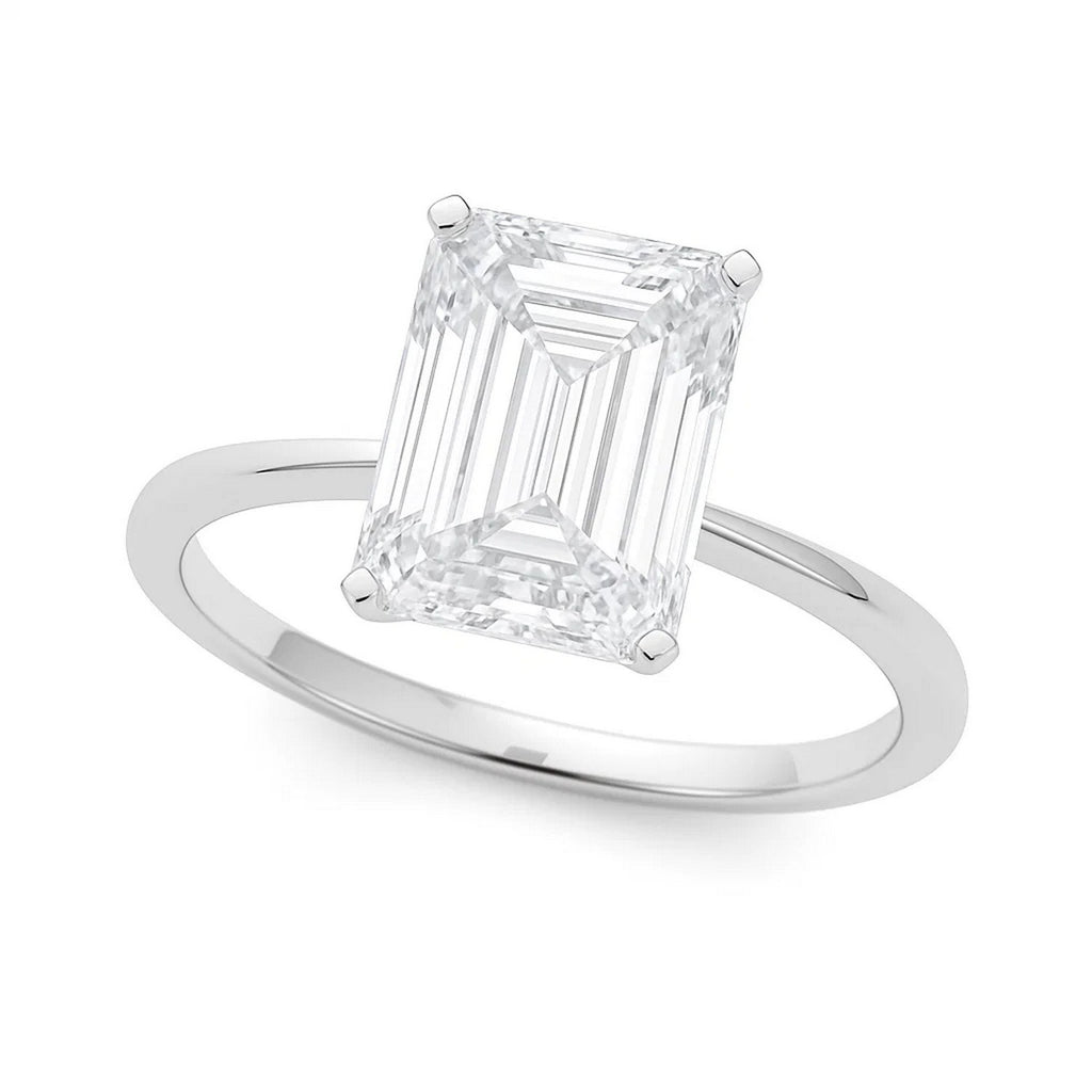 5 Carat Radiant Lab Grown IGI G/VS1 Diamond Solitaire Ring in 14K White Gold