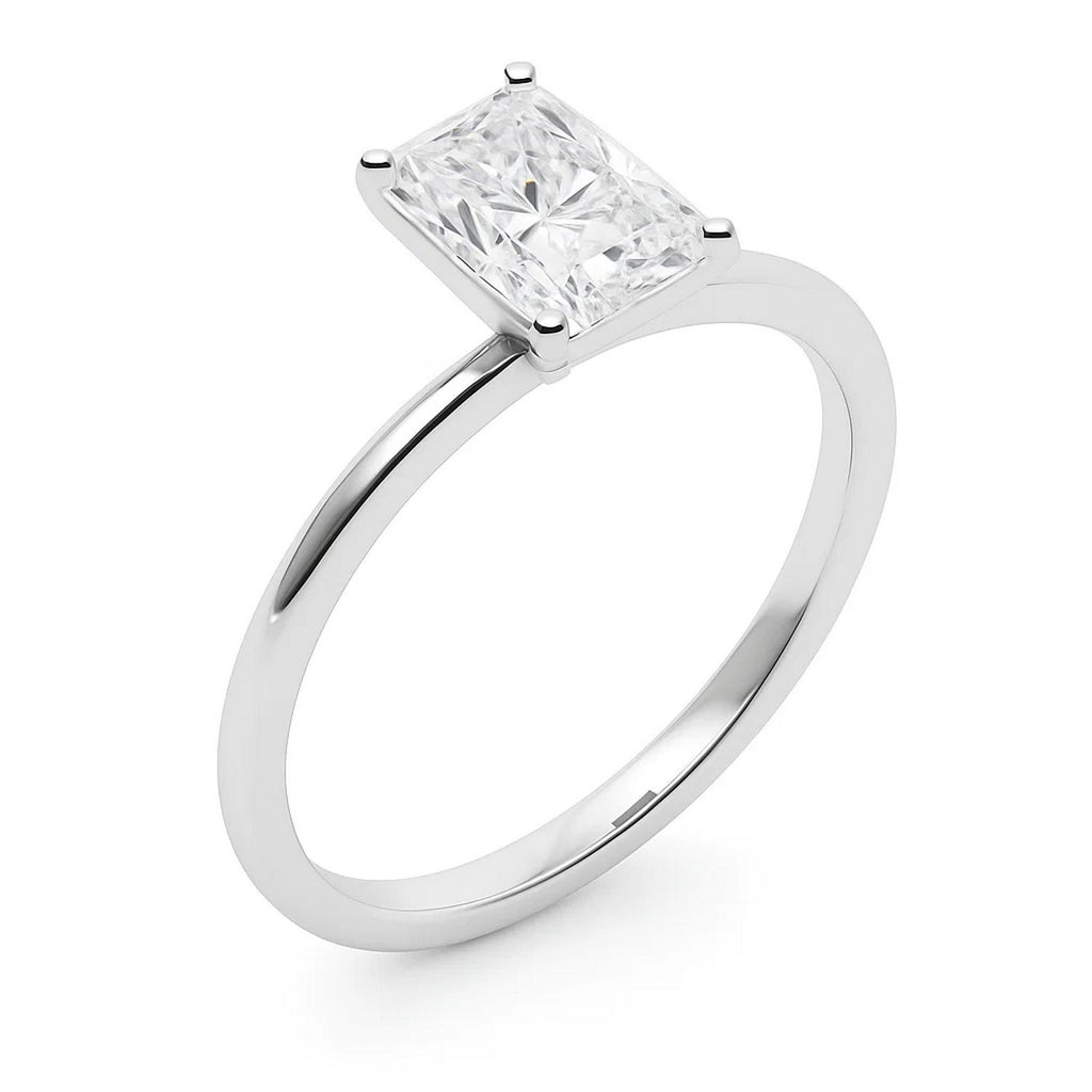 5 Carat Radiant Lab Grown IGI G/VS1 Diamond Solitaire Ring in 14K White Gold