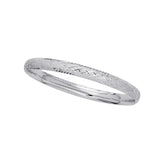 14k White Gold Diamond Carved Bangle (6.00 mm)