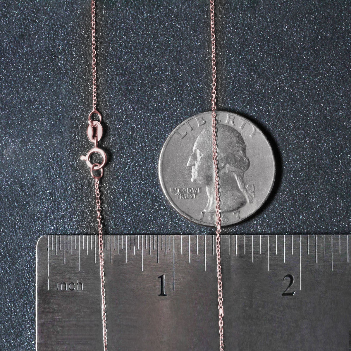 14k Pink Gold Diamond Cut Cable Link Chain (0.87 mm)