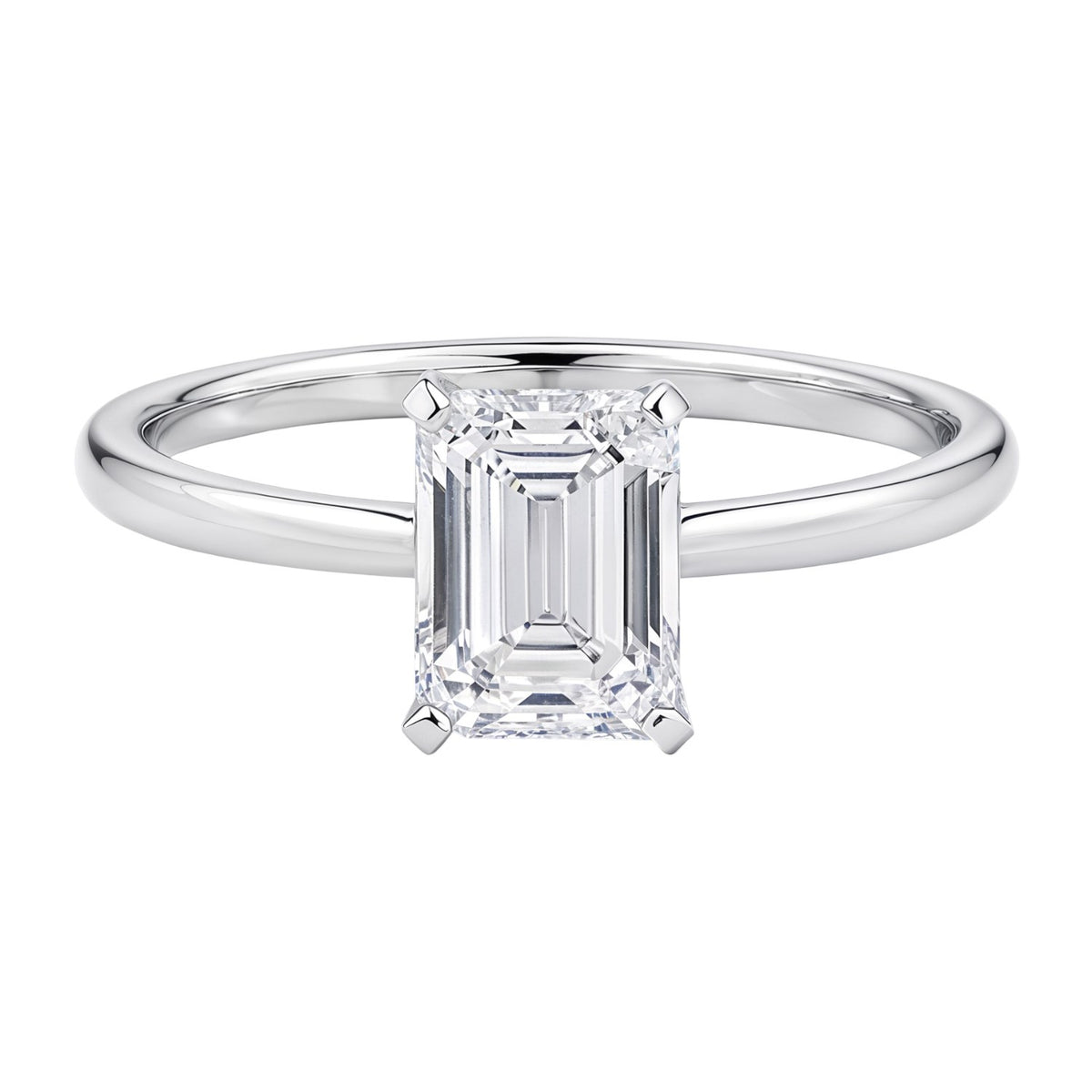 1 1/2 Carat Emerald Lab Grown IGI G/VS1 Diamond Solitaire Ring in 14K White Gold