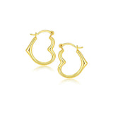 10k Yellow Gold Heart Hoop Earrings