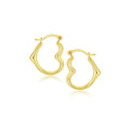 10k Yellow Gold Heart Hoop Earrings