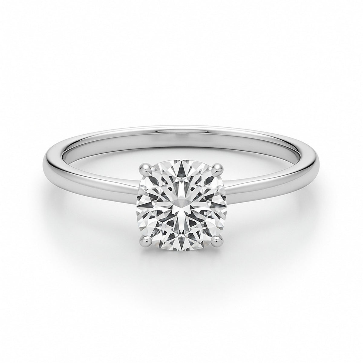 1 Carat Cushion Lab Grown IGI G/VS1 Diamond Solitaire Ring in 10K White Gold