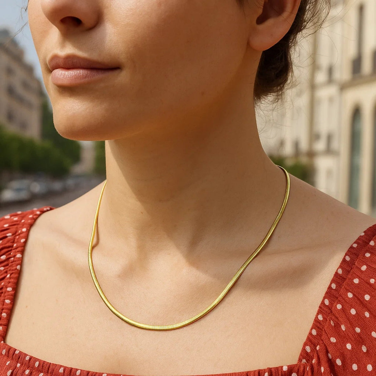 14K Yellow Gold And Silver Reversible Omega Chain Necklace (4.00 mm)