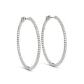 14K White Gold Slim Two-Sided Diamond Hoop Earrings (1 1/2 cttw)