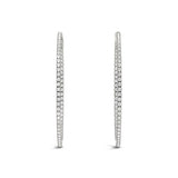 14K White Gold Slim Two-Sided Diamond Hoop Earrings (1 1/2 cttw)