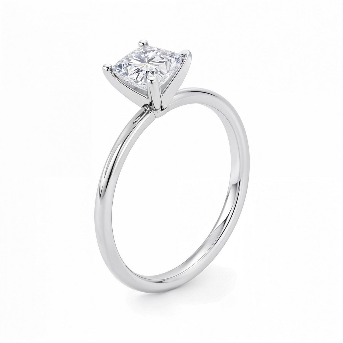 1 Carat Princess Lab Grown IGI G/VS1 Diamond Solitaire Ring in 14K White Gold