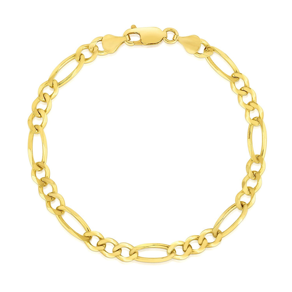 10K Yellow Gold Solid Figaro Bracelet (4.50 mm)
