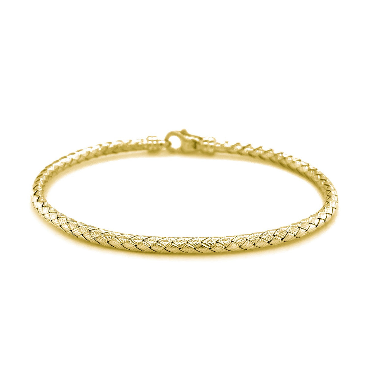 Fancy Weave Bangle in 14K Yellow Gold (3.00 mm)