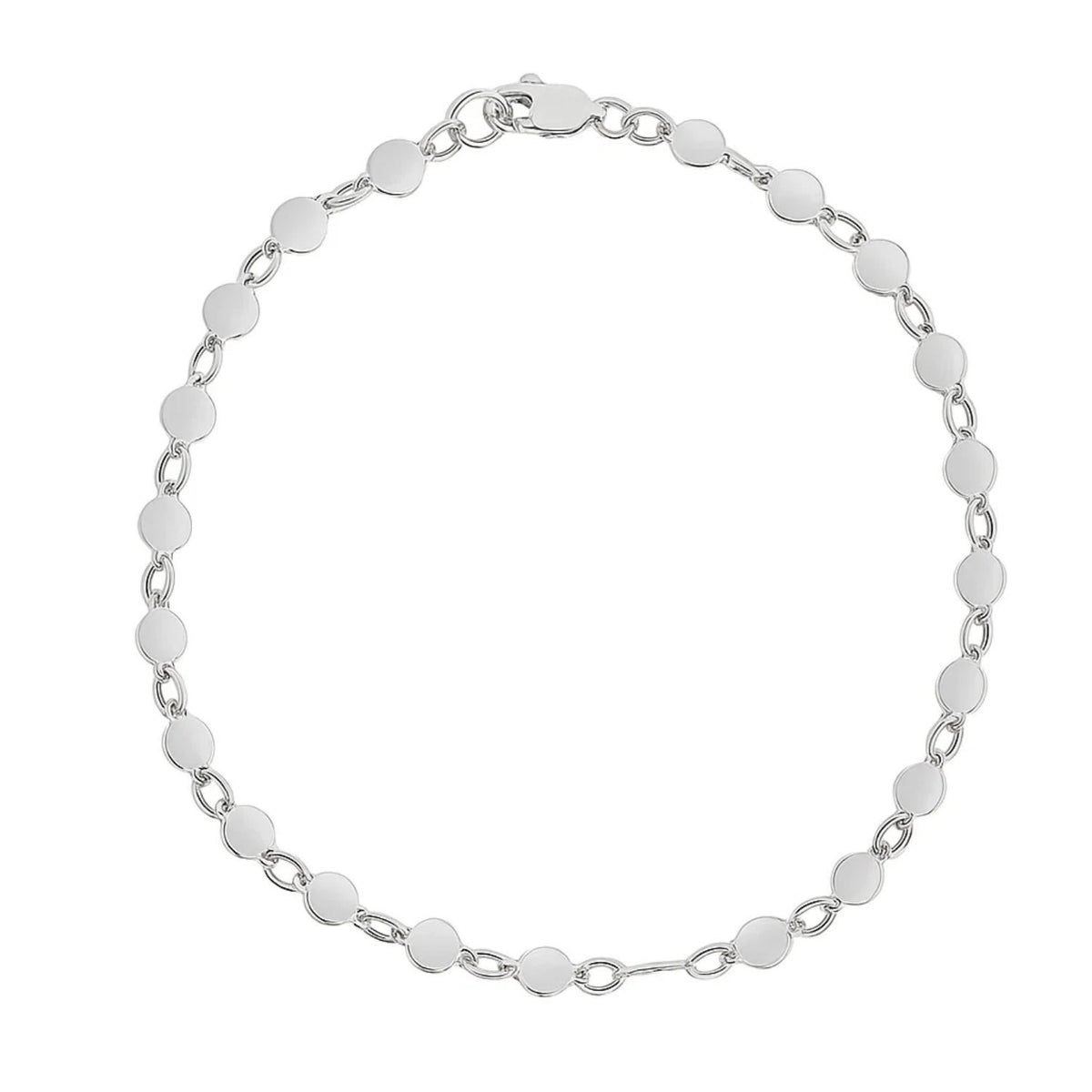 14K White Gold Bracelet with Polished Circles (4.00 mm)