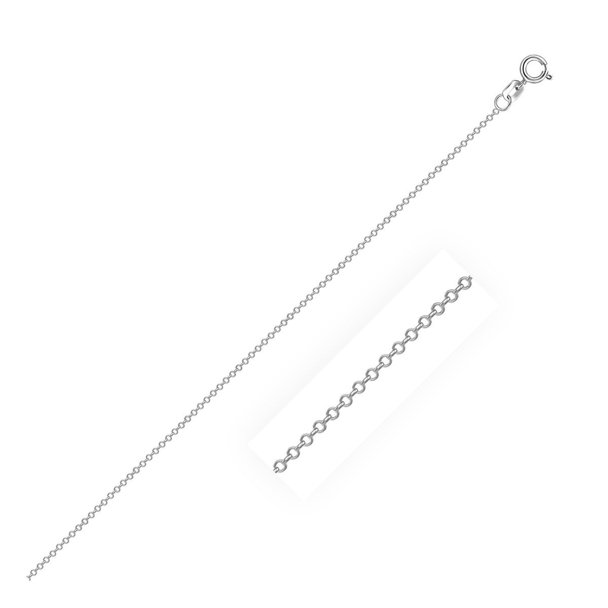 14K White Gold Cable Link Chain (0.50 mm)