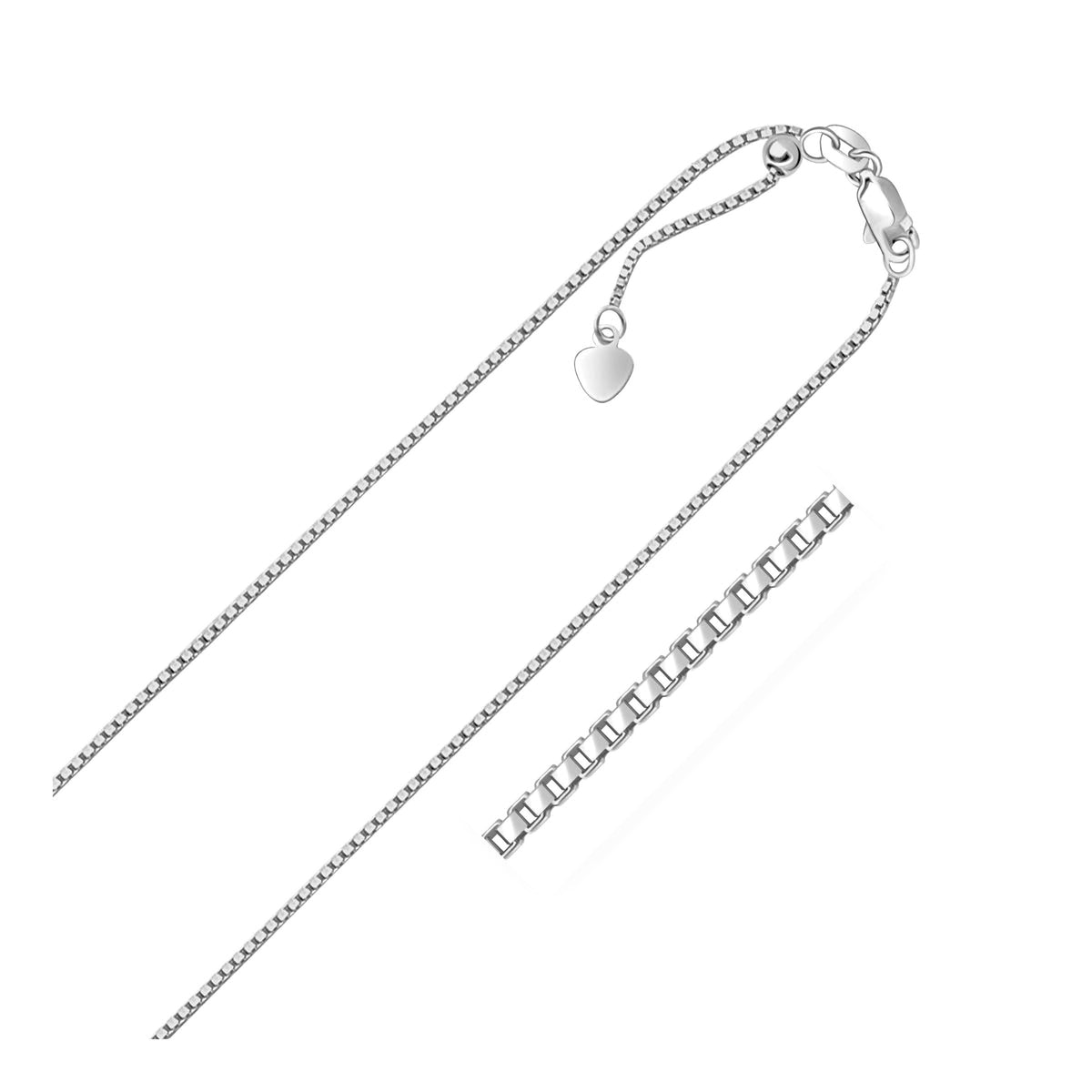 14K White Gold Adjustable Box Chain (1.10 mm)