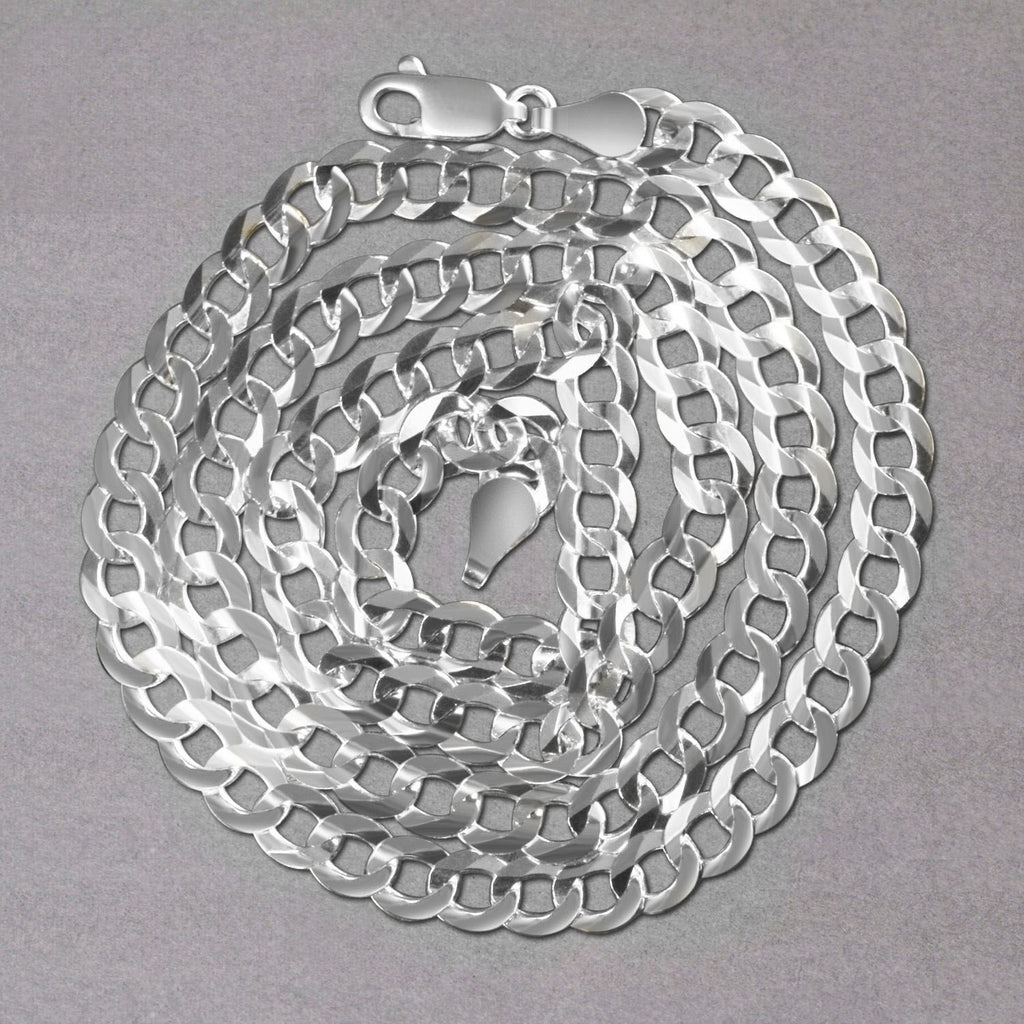 14k White Gold Solid Curb Chain (5.70 mm)