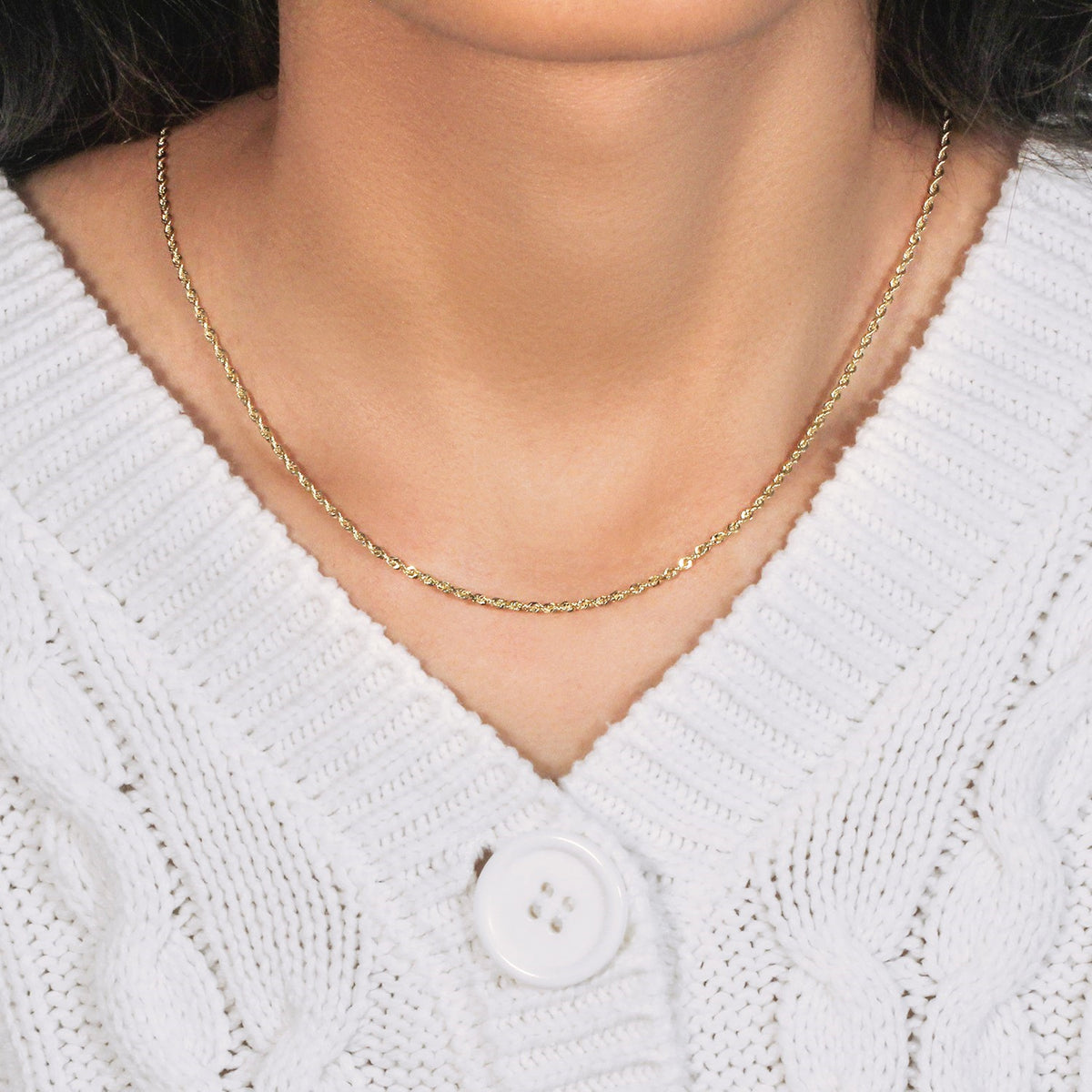 10k Yellow Gold Solid Diamond Cut Rope Chain (1.80 mm)