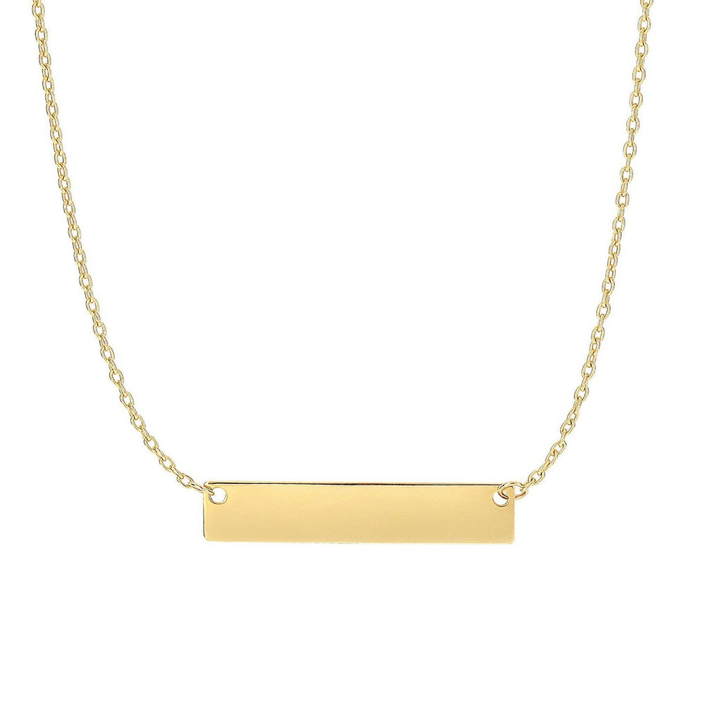 14k Yellow Gold Smooth Flat Horizontal Bar Style Necklace