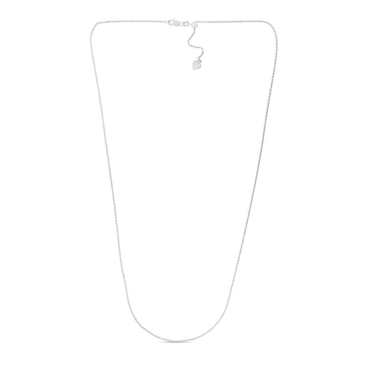 14k White Gold Adjustable Rope Chain (0.95 mm)