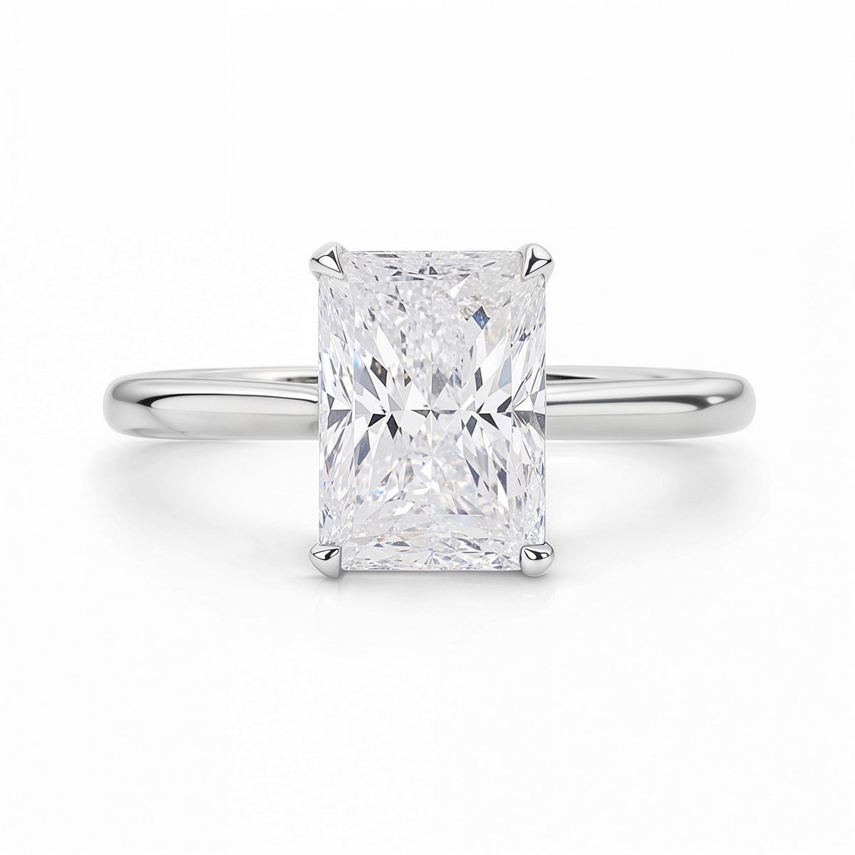 3 Carat Radiant Lab Grown IGI G/VS1 Diamond Solitaire Ring in 10K White Gold