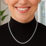 14k White Gold Solid Curb Chain (3.60 mm)
