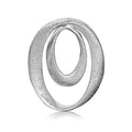 Sterling Silver Rhodium Plated Dual Oval Pendant with Stardust Texture