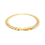 14k Two Tone Gold Pave Curb Bracelet (7.00 mm)