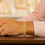 14k Two Tone Gold Pave Curb Bracelet (7.00 mm)