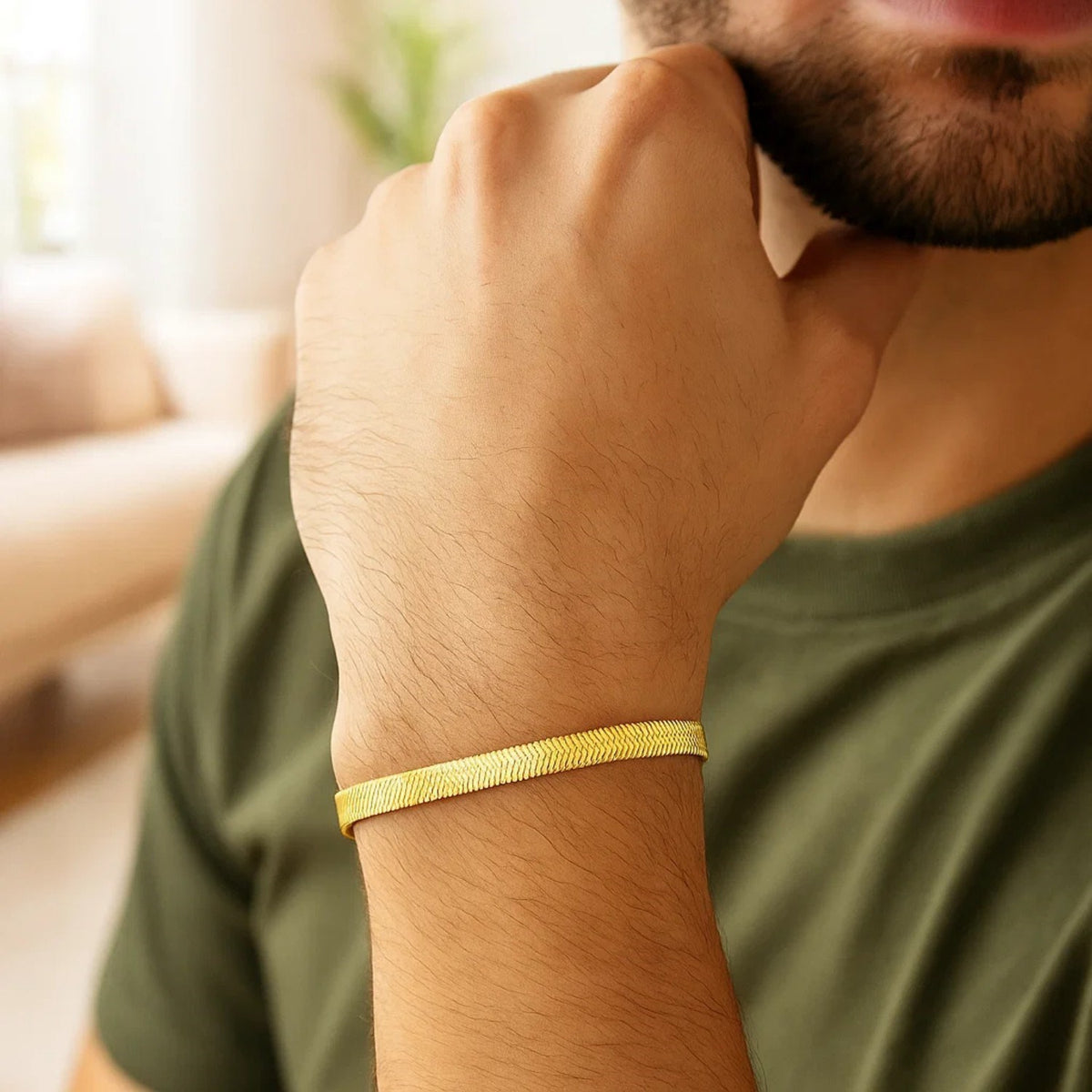 14k Yellow Gold Super Flex Herringbone Bracelet (4.60 mm)
