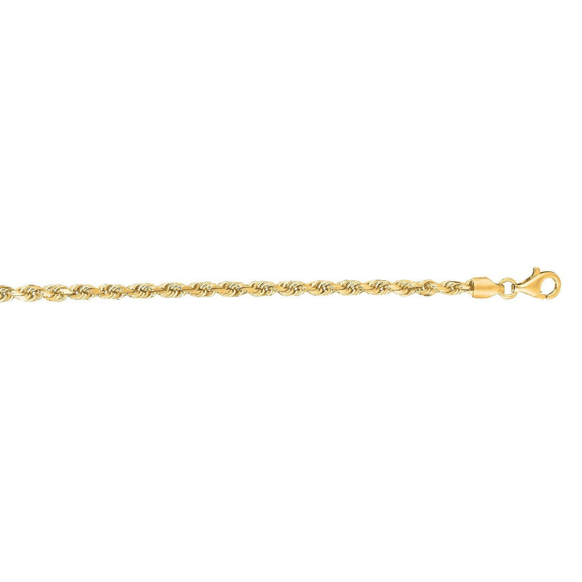 14k Yellow Gold Solid Diamond Cut Rope Bracelet (3.00 mm)