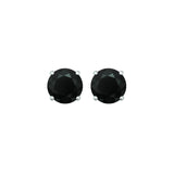14k White Gold Stud Earrings with Black Faceted Cubic Zirconia(6mm)