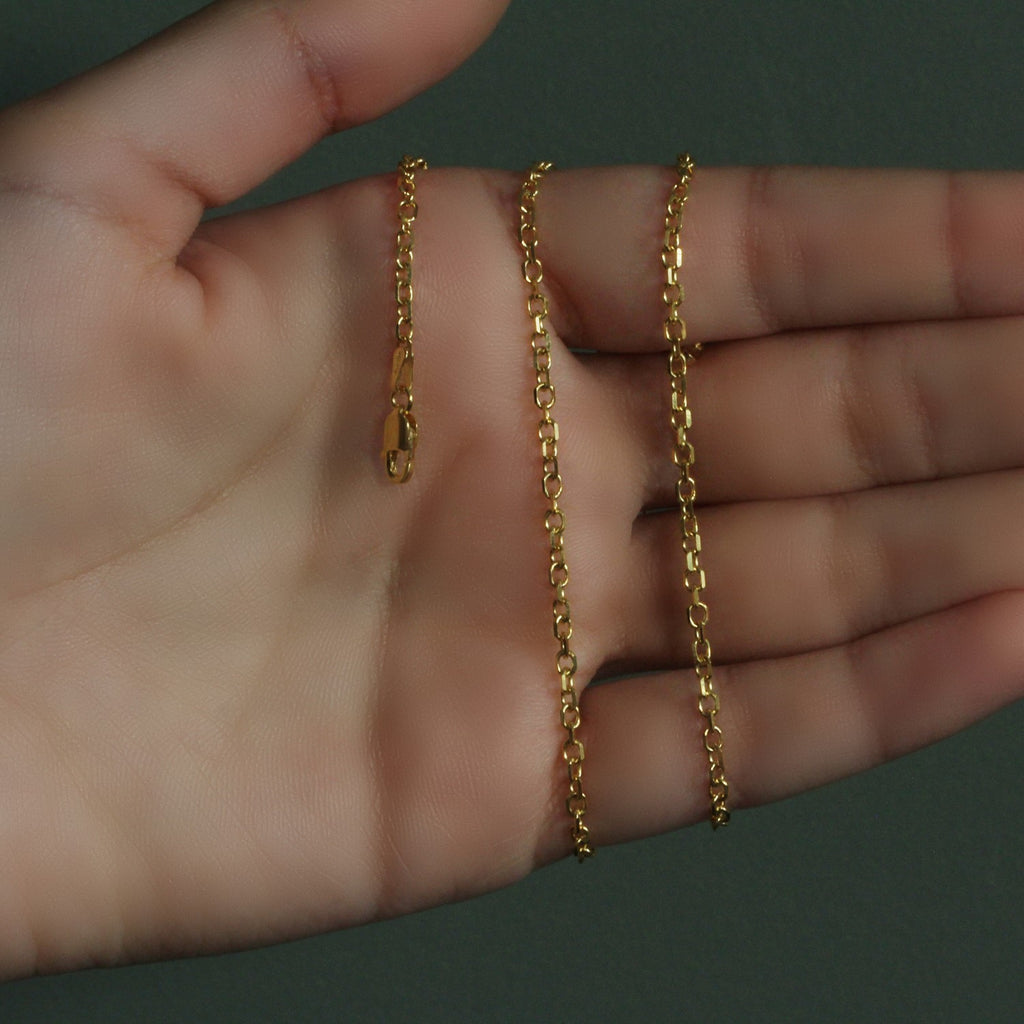 14k Yellow Gold Diamond Cut Cable Link Chain (2.20 mm)