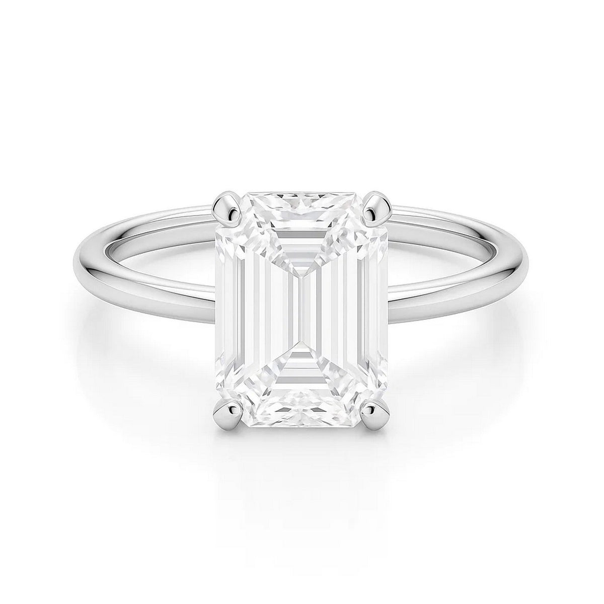 5 Carat Emerald Lab Grown IGI G/VS1 Diamond Solitaire Ring in 14K White Gold