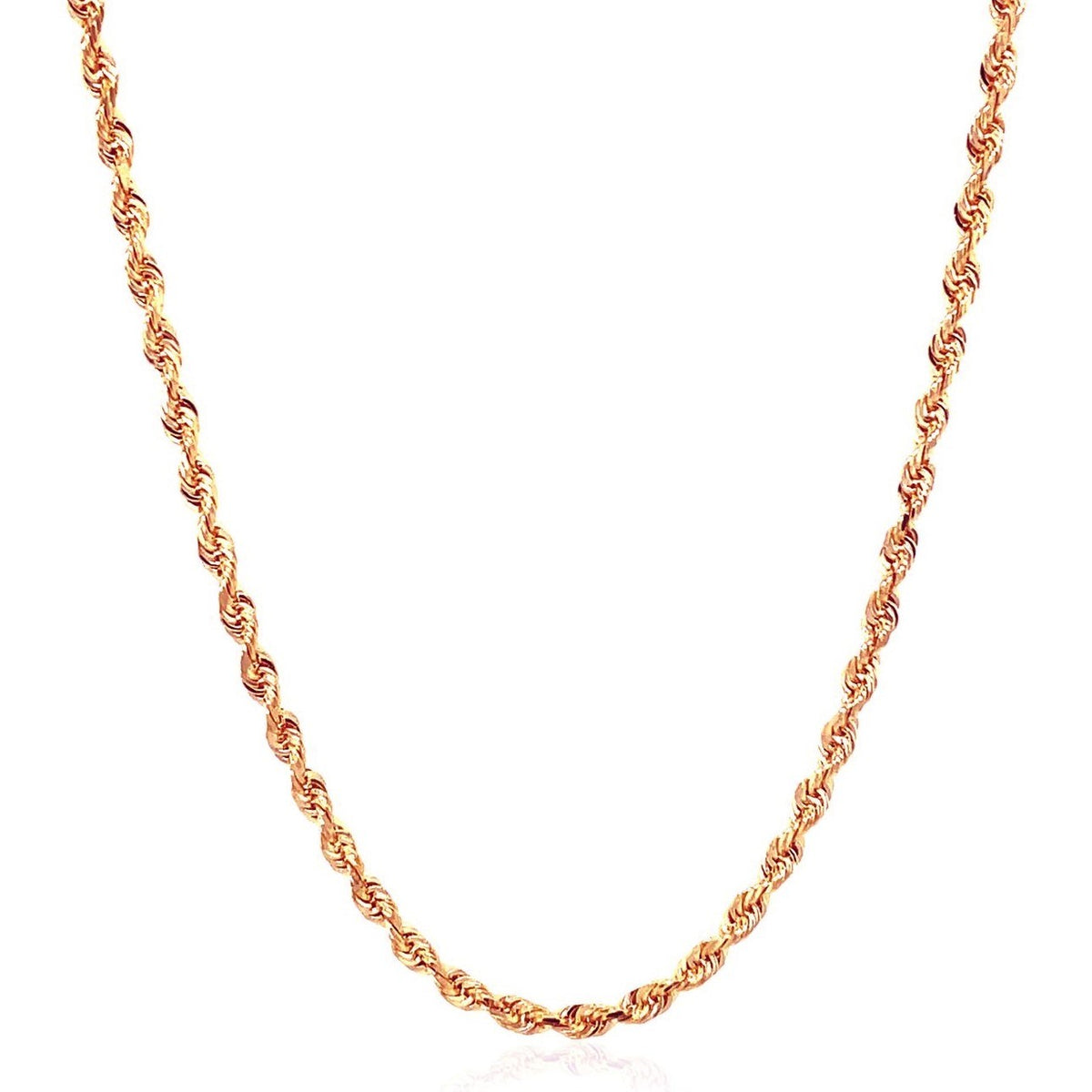 14k Rose Gold Solid Diamond Cut Rope Chain (4.00 mm)