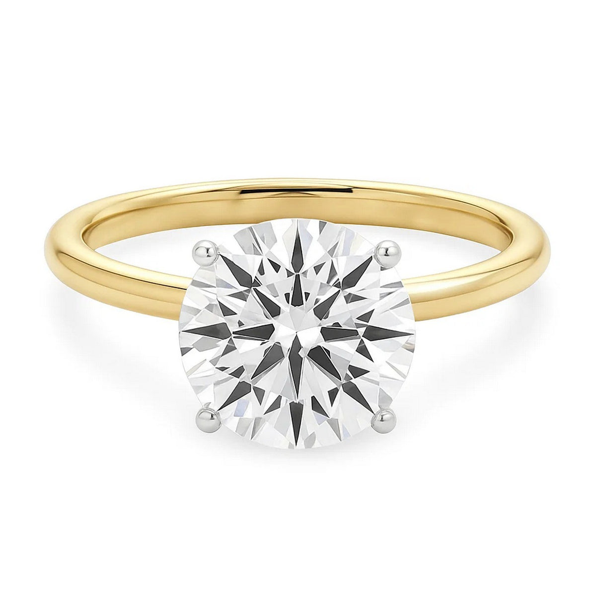 3 Carat Round Lab Grown IGI G/VS1 Diamond Solitaire Ring in 14K Yellow Gold