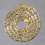14K Yellow Gold Solid Pave Figaro Chain (5.90 mm)