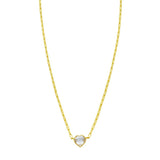 14K Yellow Gold White Topaz Heart Necklace (1.50 mm)