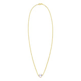 14K Yellow Gold White Topaz Heart Necklace (1.50 mm)