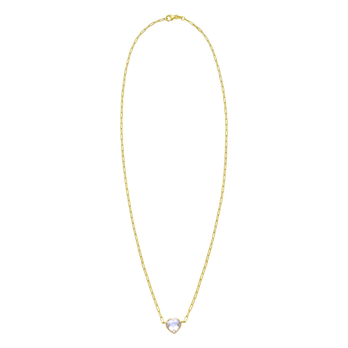 14K Yellow Gold White Topaz Heart Necklace (1.50 mm)