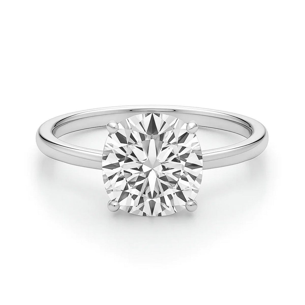 3 Carat Cushion Lab Grown IGI G/VS1 Diamond Solitaire Ring in 14K White Gold
