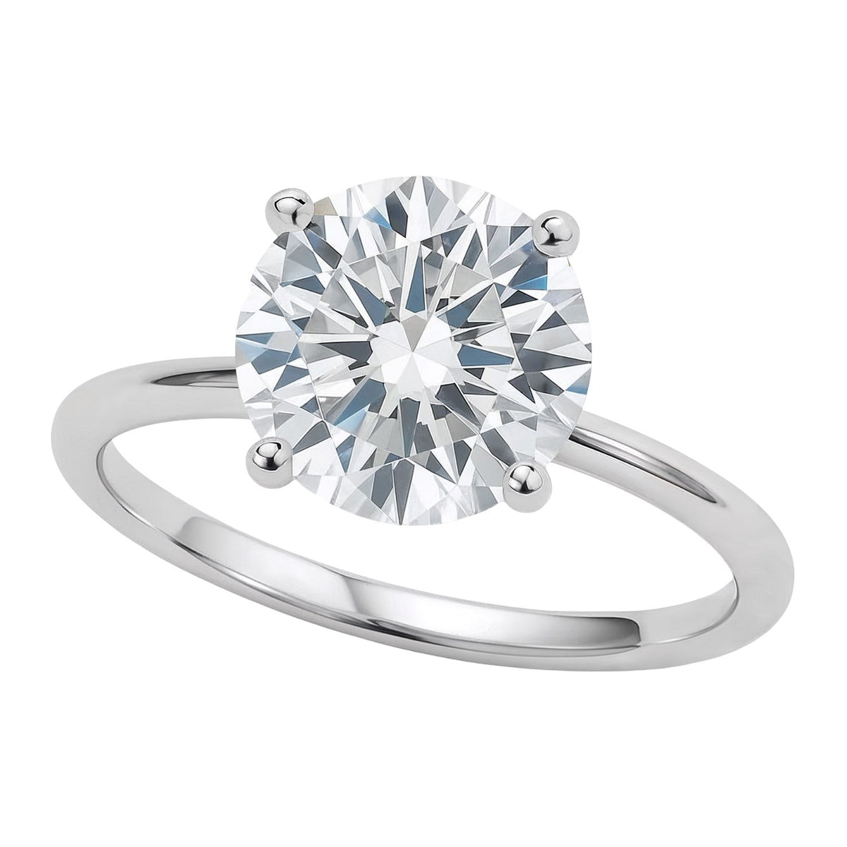 3 Carat Round Lab Grown IGI G/VS1 Diamond Solitaire Ring in 10K White Gold