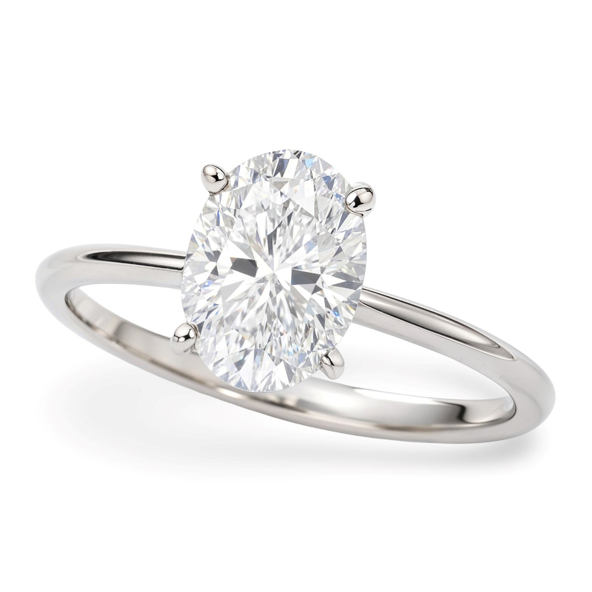 1 1/2 Carat Oval Lab Grown IGI G/VS1 Diamond Solitaire Ring in 10K White Gold