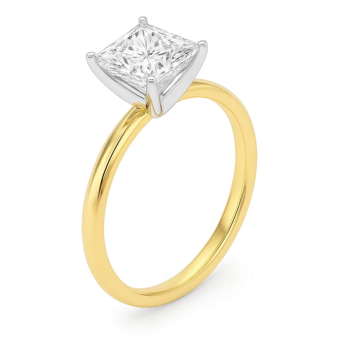 2 Carat Princess Lab Grown IGI G/VS1 Diamond Solitaire Ring in 14K Yellow Gold