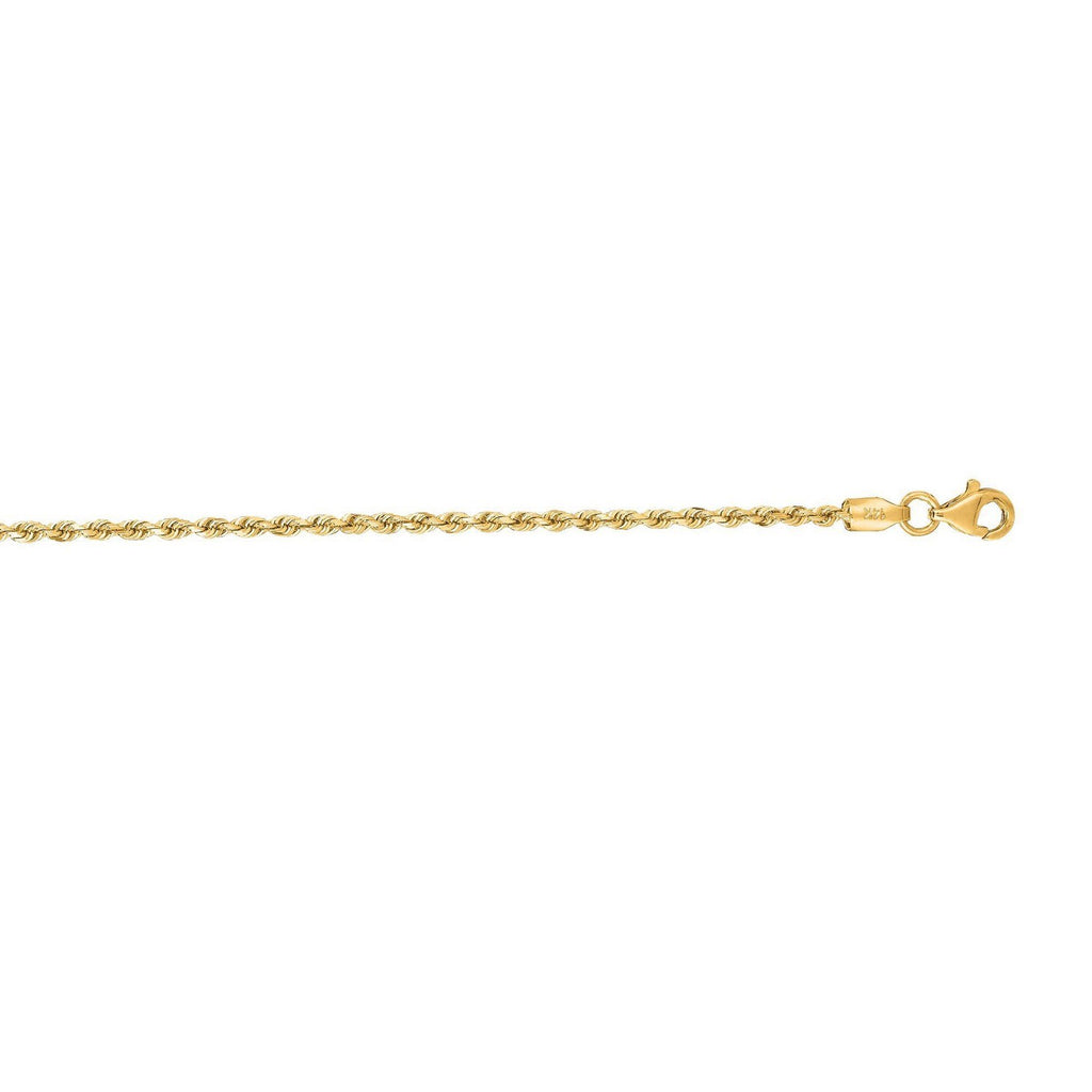10k Yellow Gold Solid Diamond Cut Rope Bracelet (1.80 mm)