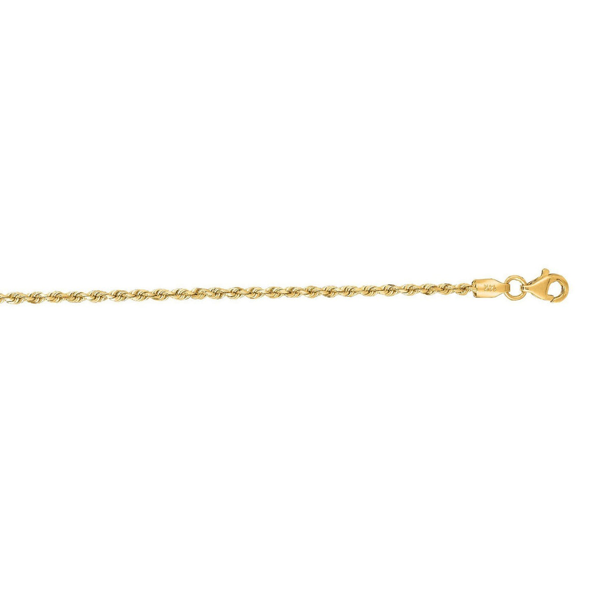 10k Yellow Gold Solid Diamond Cut Rope Bracelet (1.80 mm)