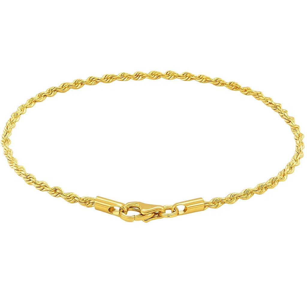 10k Yellow Gold Solid Diamond Cut Rope Bracelet (1.80 mm)