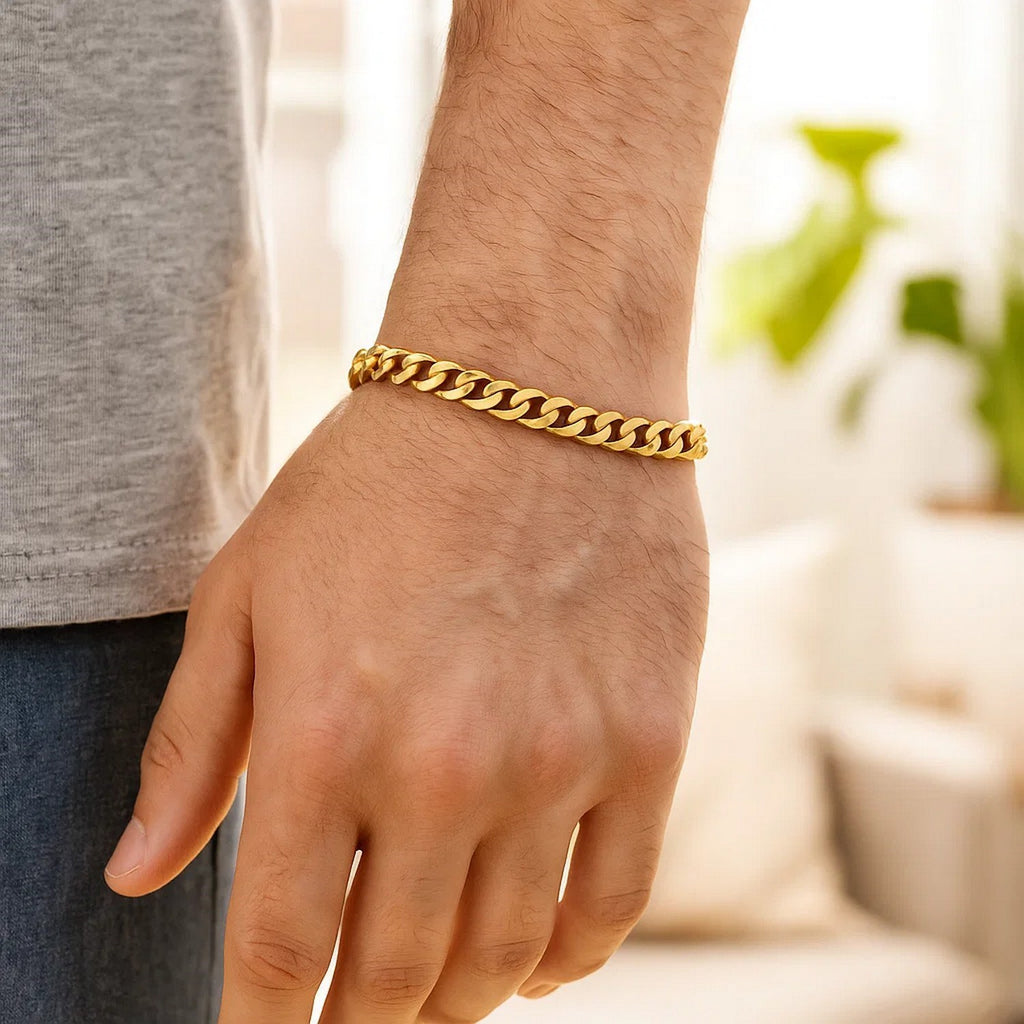 14k Yellow Gold Polished Miami Cuban Chain Bracelet (6.50 mm)