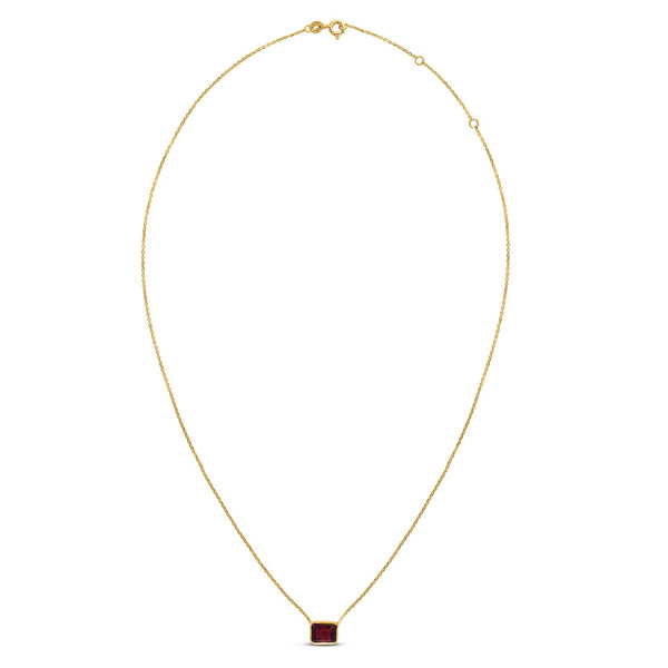 14K Yellow Gold Emerald Cut Garnet Necklace